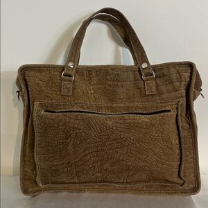 Suede Brown Embossed Crocodile Bag